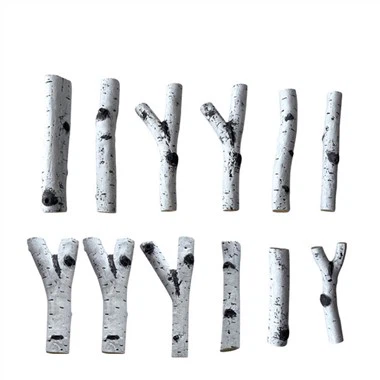 Aksesori Perapian Log Gas Keramik Birch Putih